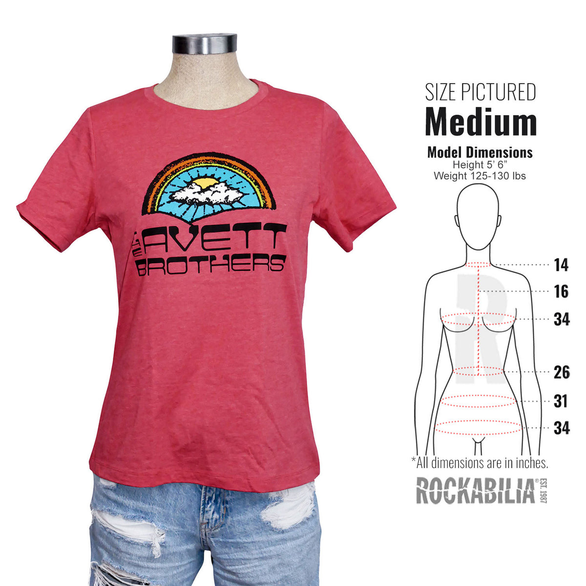 Avett Brothers Women's Rainbow Sun Junior Top Alt 3
