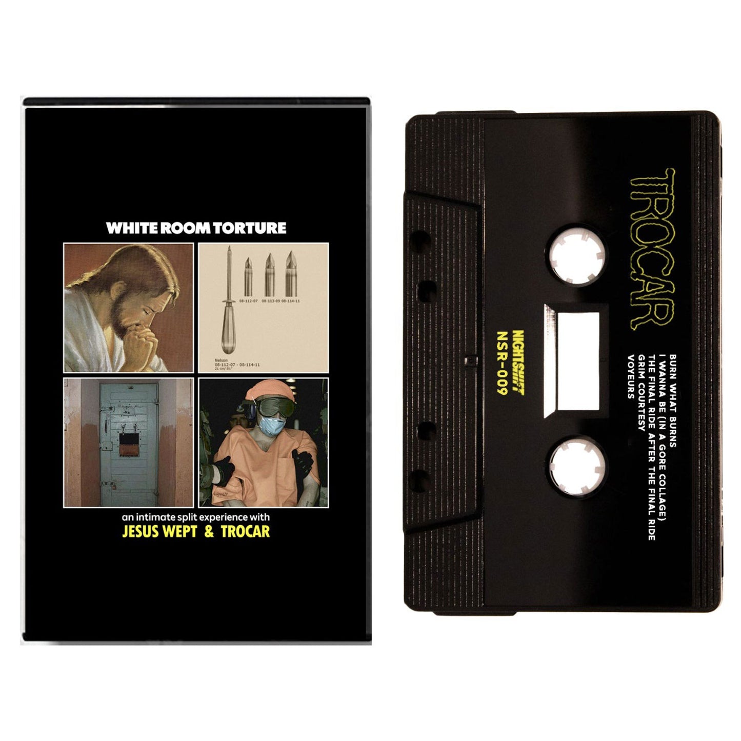Jesus Wept / Trocar - White Room Torture cassette (black Shell) Cassette Tape Front