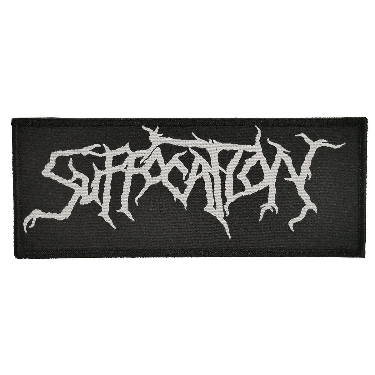 Suffocation 6" Logo white Woven Patch Front