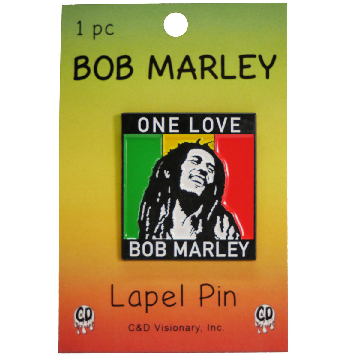 Bob Marley One Love Pewter Pin Badge Back