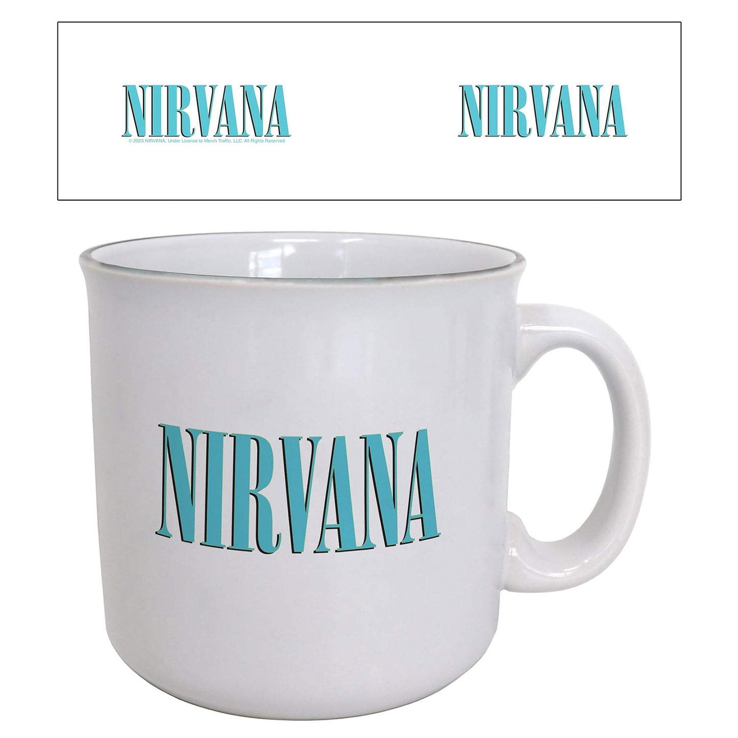 Nirvana Logo- Light Blue Coffee Mug Front