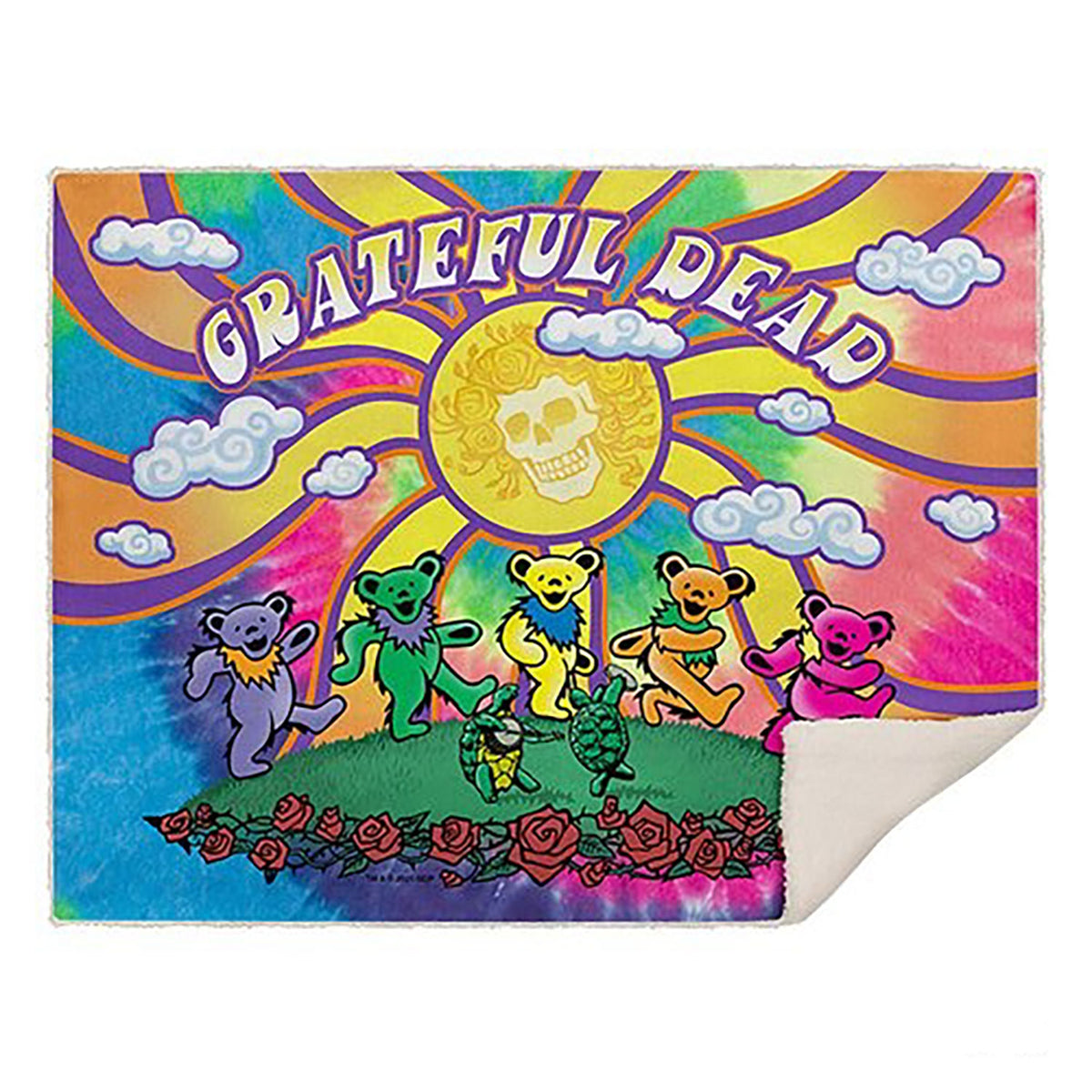 Grateful Dead Sunshine Bears Fleece Blanket Front