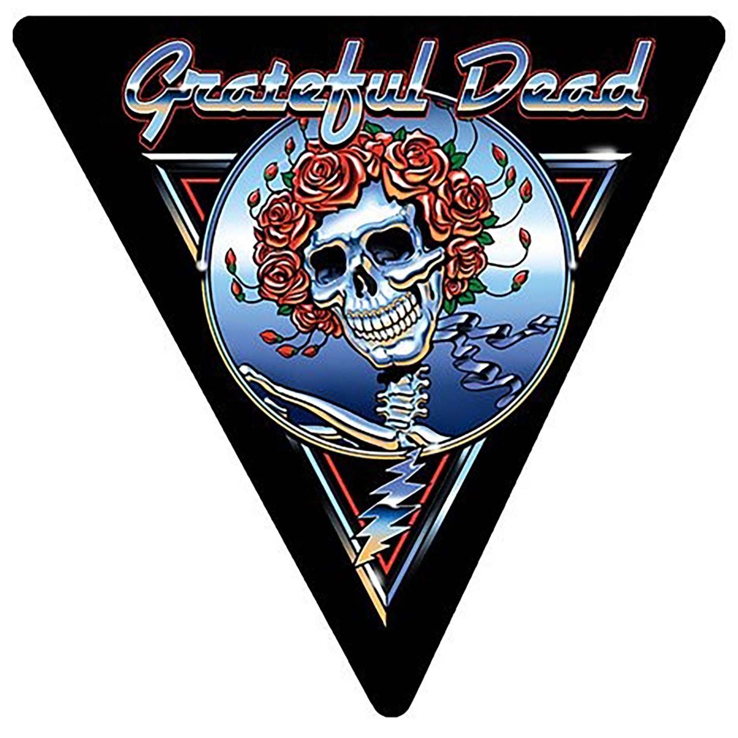 Grateful Dead Triangle Blue Bertha Chrome Sticker Front