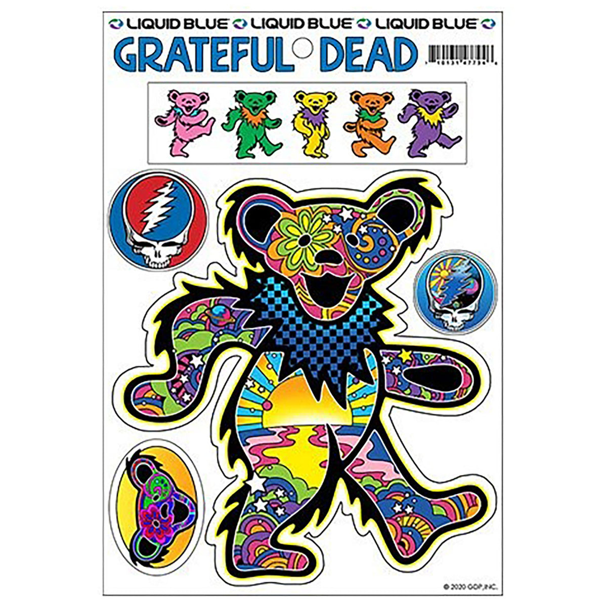 Grateful Dead Mod Bear Sticker Set Front