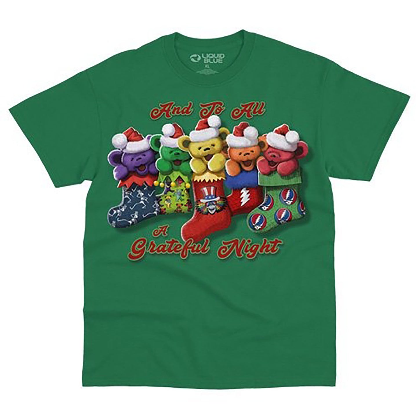 Grateful Dead Xmas Stocking Bears T-shirt Front