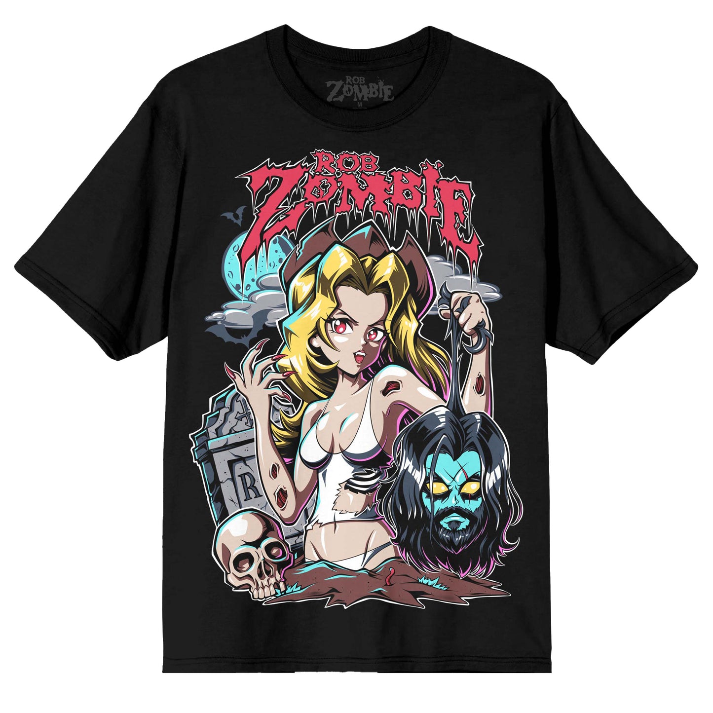 Rob Zombie Beheaded Anime by JPTRONWALKER (Black) (Rockabilia Exclusive) T-shirt Front