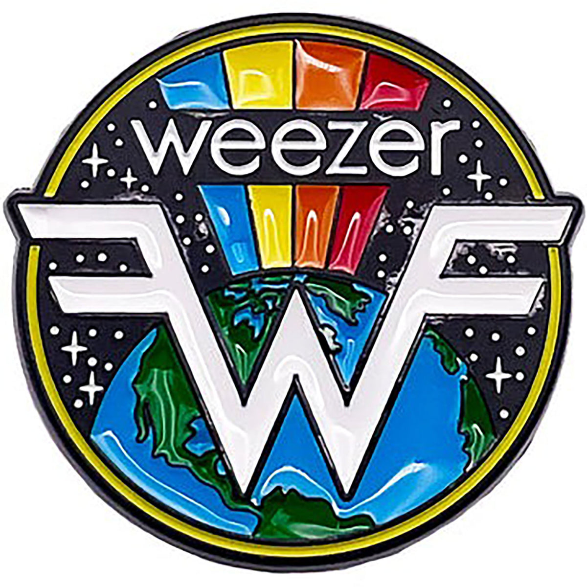Weezer Earth Logo Pewter Pin Badge Back