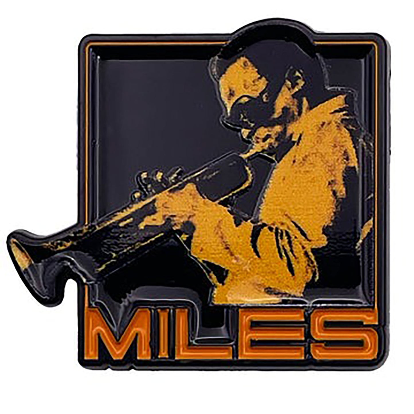 Miles Davis Orange Trumpet Pewter Pin Badge Back