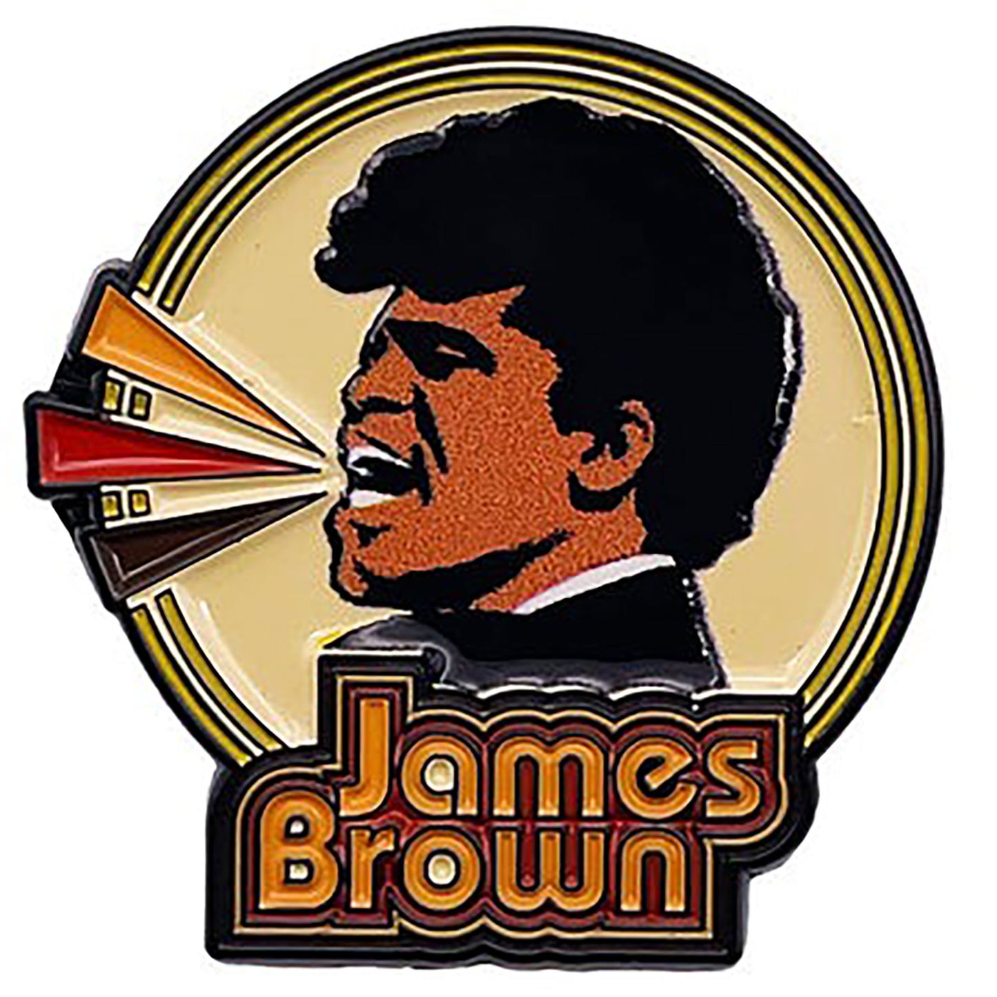 James Brown Singing Circle Pewter Pin Badge Back
