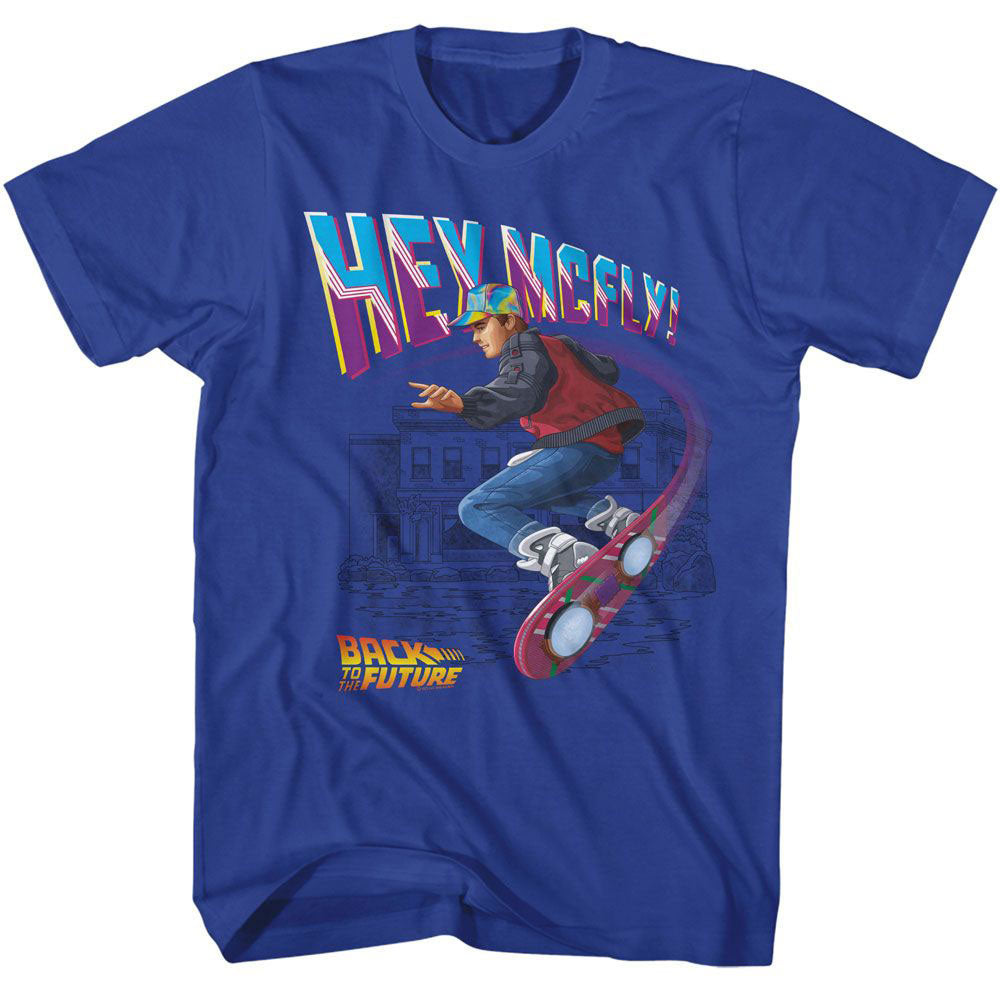 Back To The Future Bttf Hey Mcfly Flying Hoverboard T-shirt Front