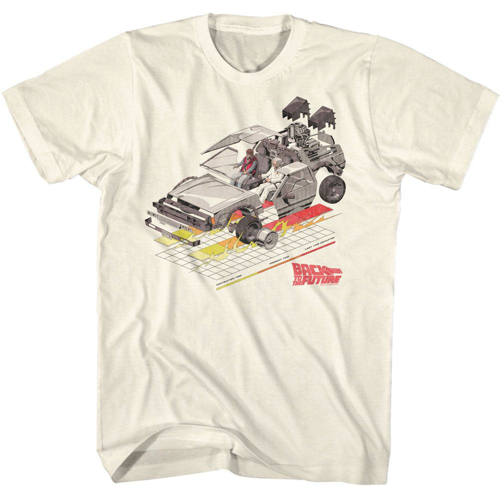 Back To The Future Bttf Car With Grid T-shirt Front