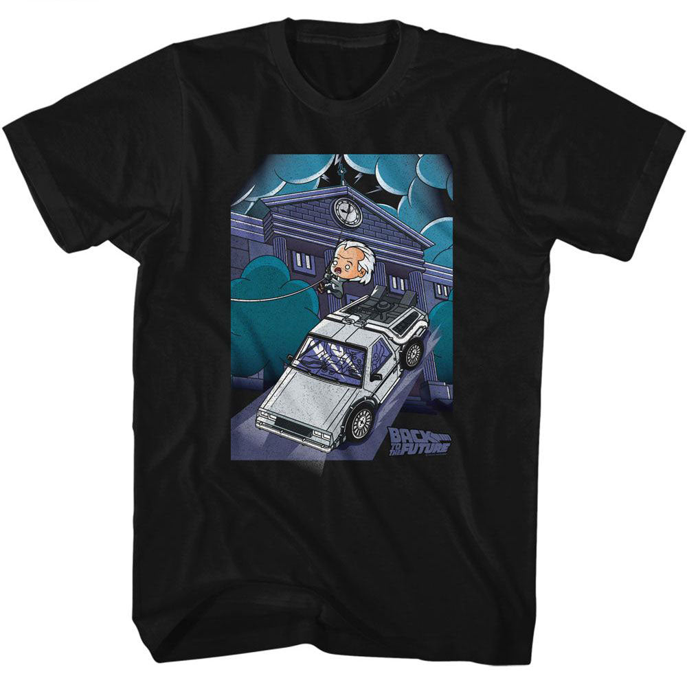 Back To The Future Bttf Cute Cartoon Doc And Clock Tower T-shirt Front