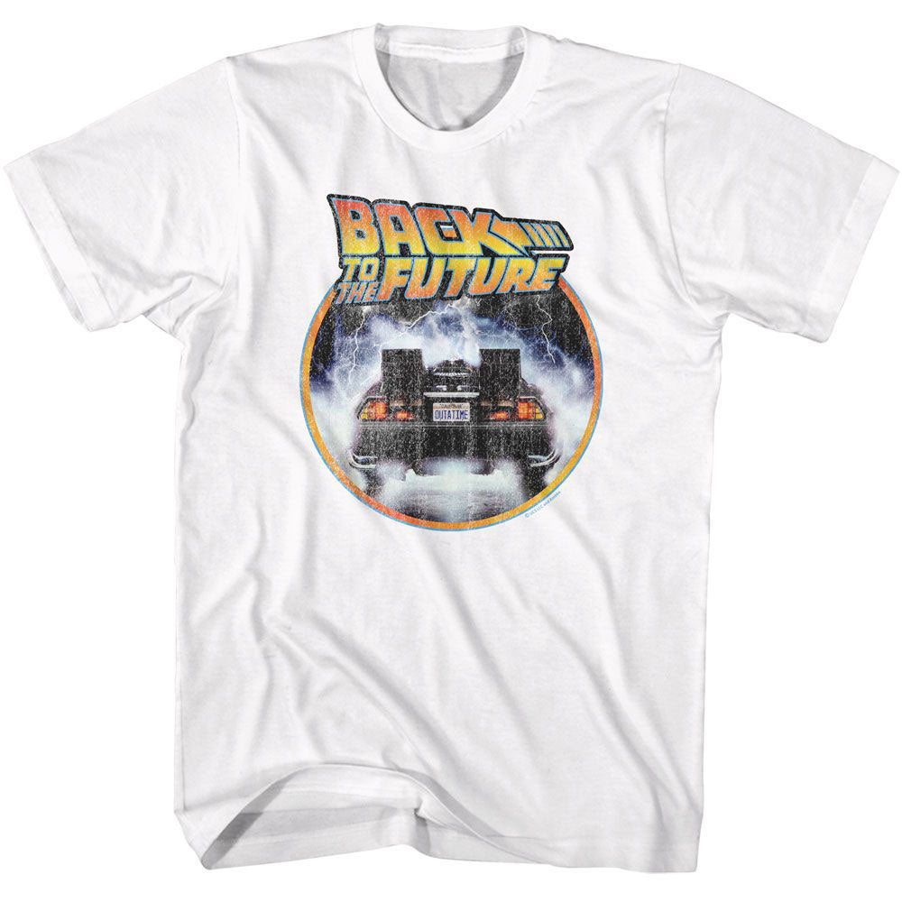 Back To The Future Bttf Logo And Car Circle T-shirt Front