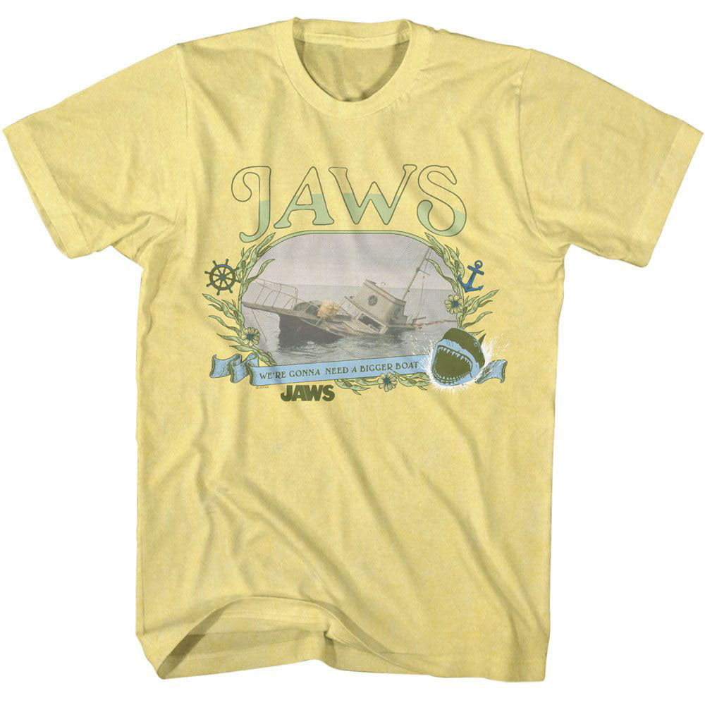 Jaws Boat Sinking Florals T-shirt Front