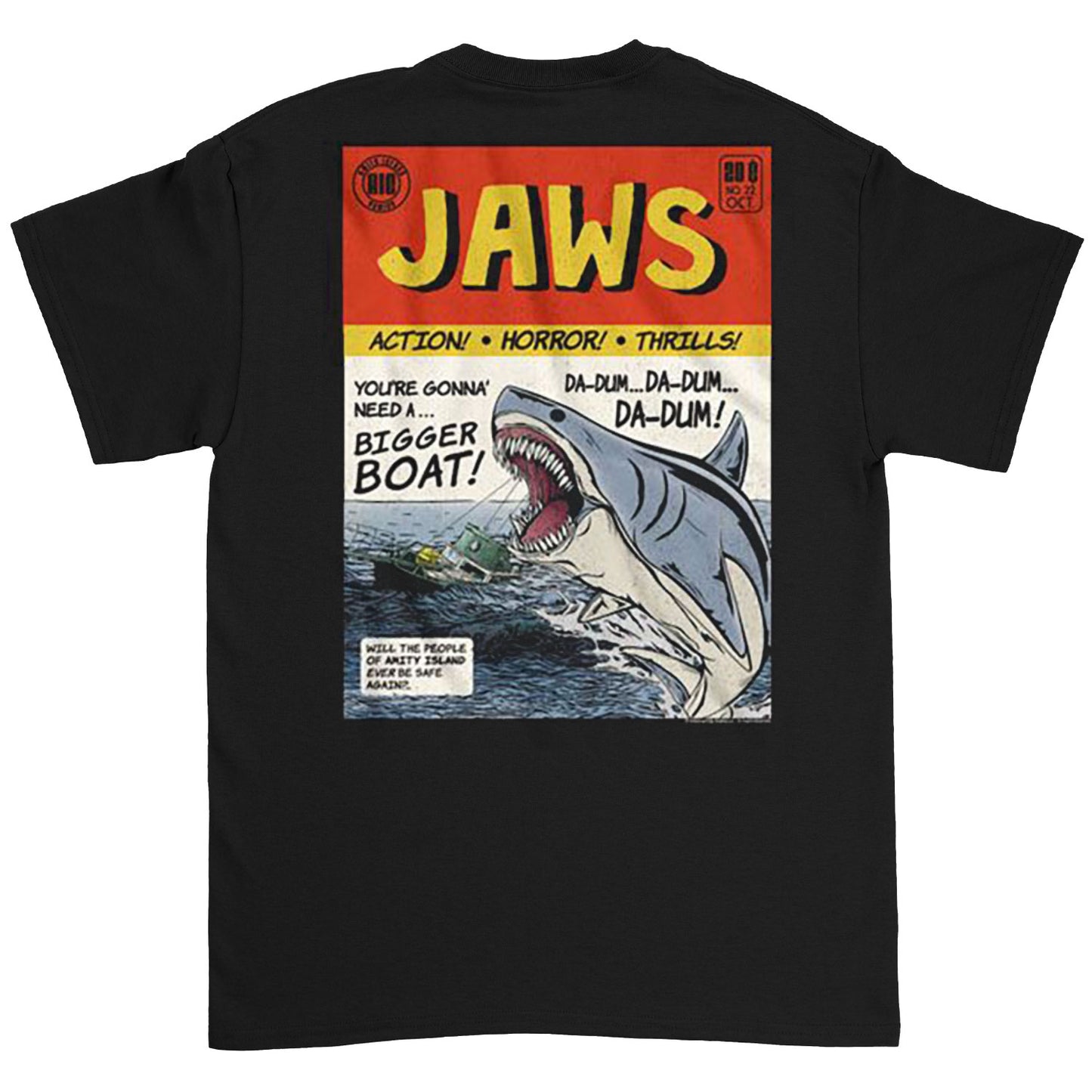 Jaws Comic Front And Back T-shirt Back