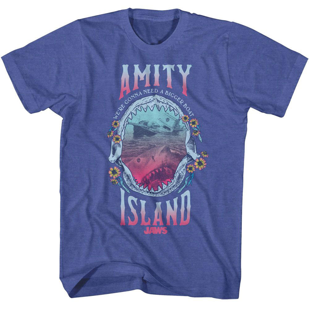 Jaws Shark Teeth And Floral T-shirt Front