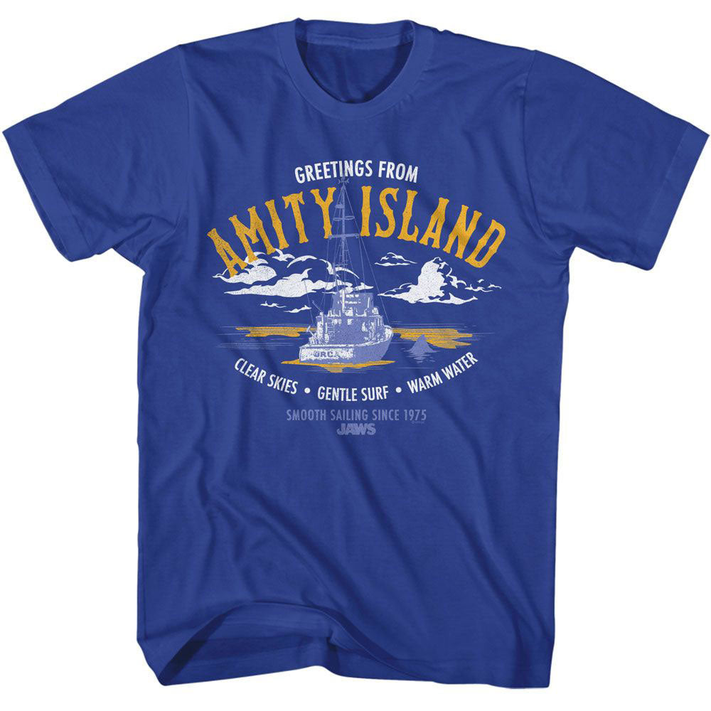 Jaws Greeting From Amity Island T-shirt Front
