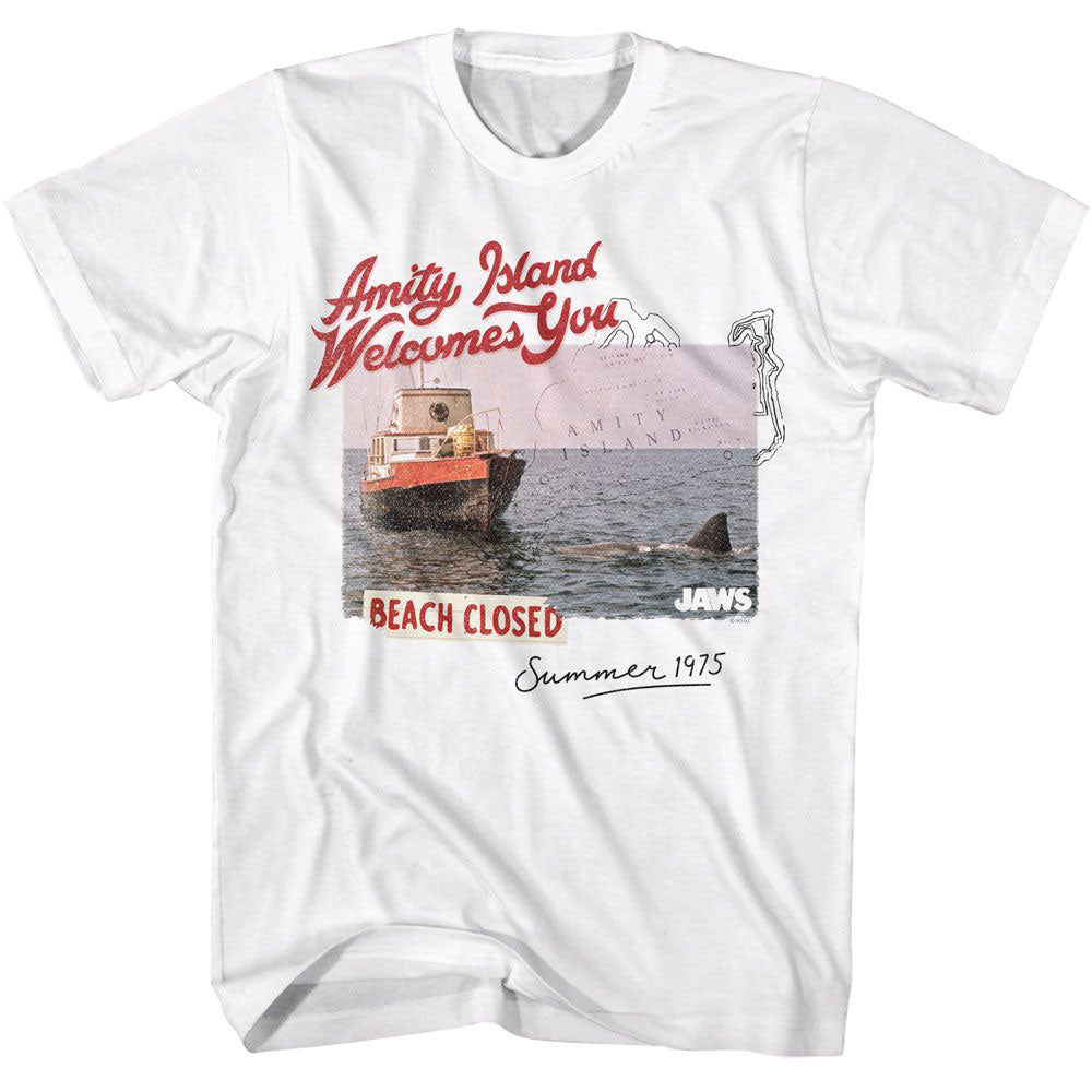 Jaws Beach Closed Summer 1975 T-shirt Front