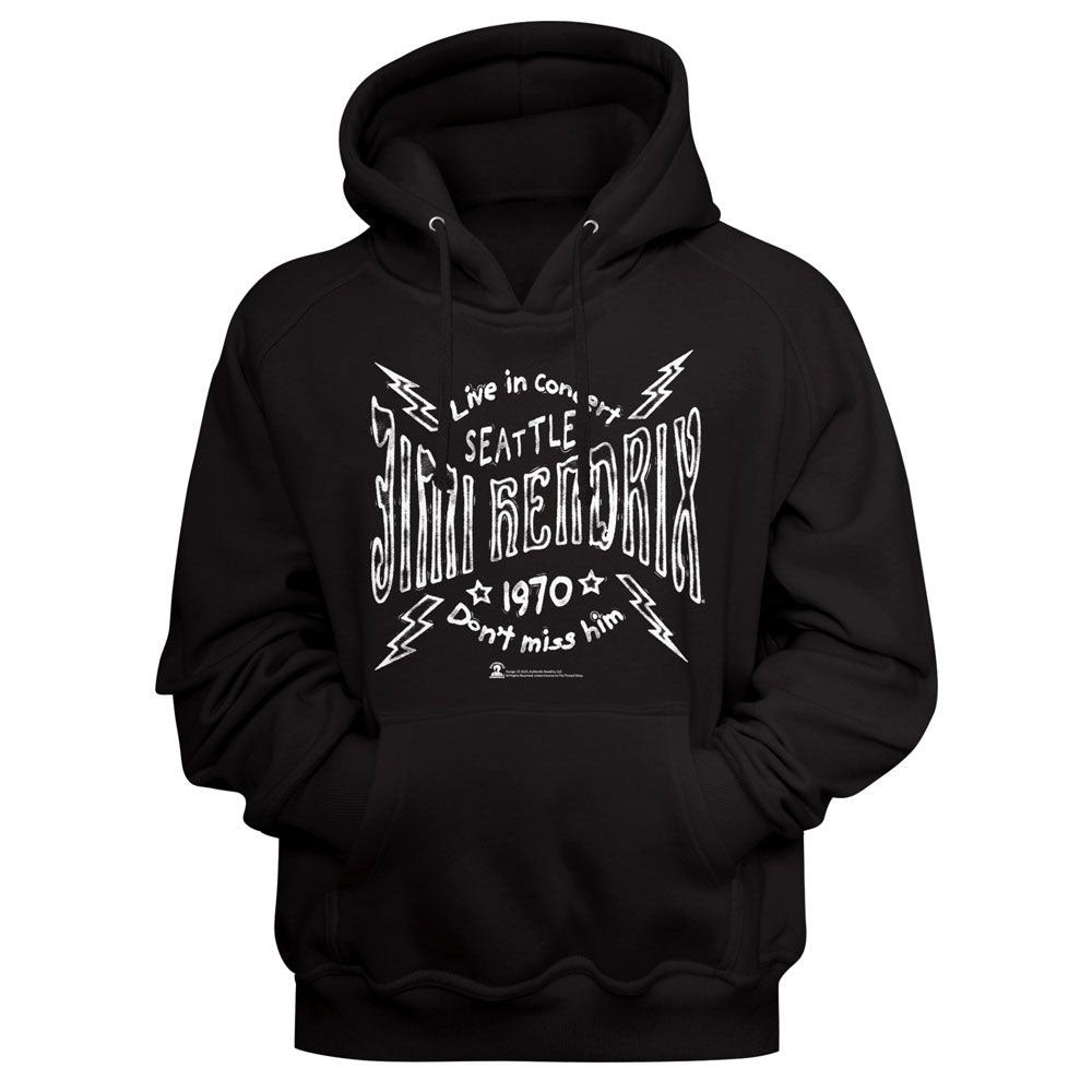 Jimi Hendrix Seattle 70 Lightning Hooded Sweatshirt Front