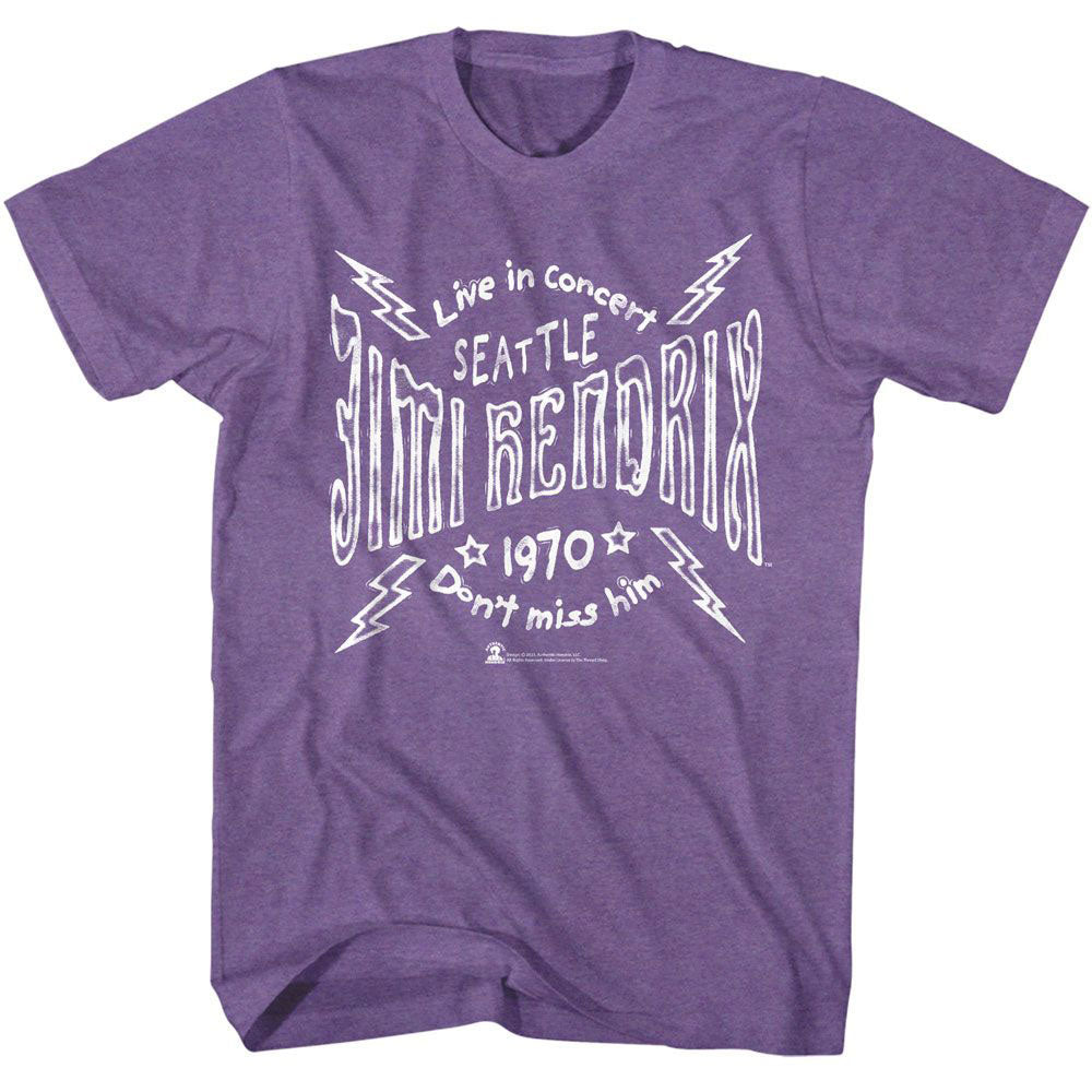 Jimi Hendrix Seattle 70 Lightning T-shirt Front