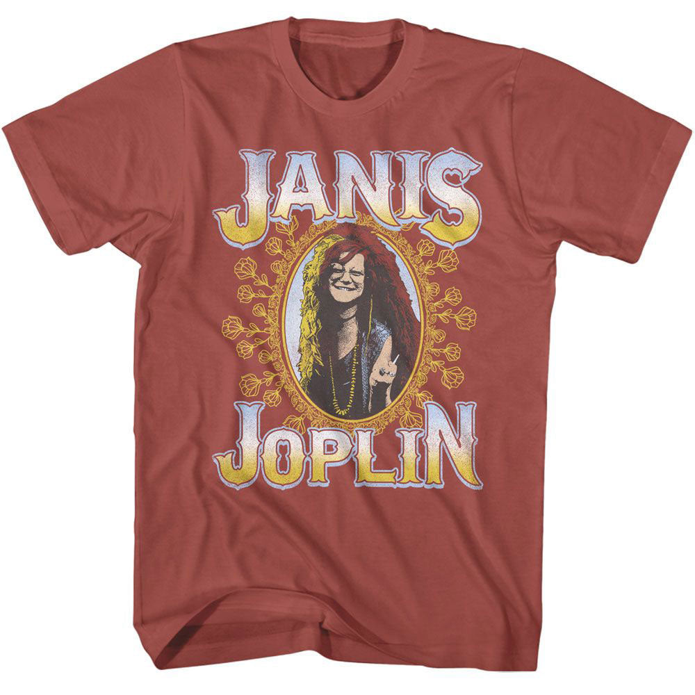 Janis Joplin Floral Frame T-shirt Front