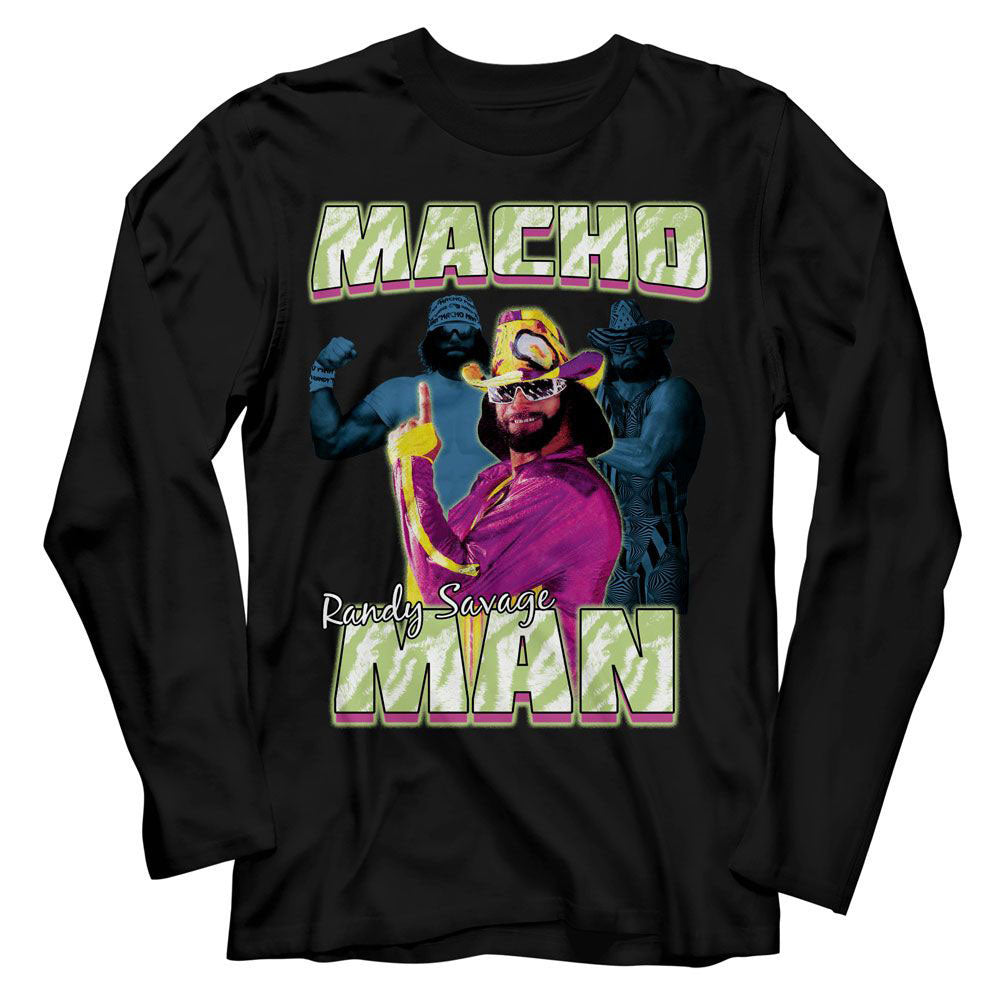 Macho Man Three Photos Collage Long Sleeve Front