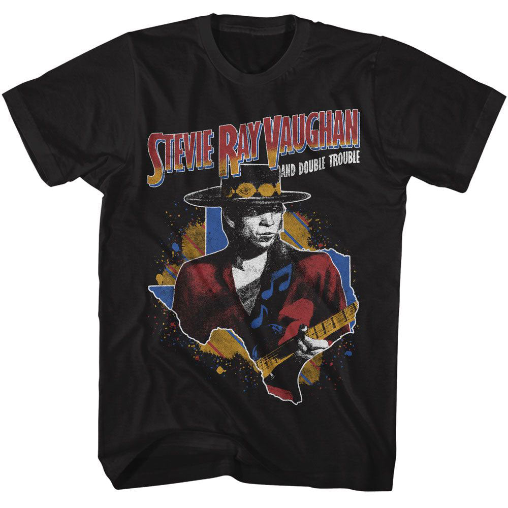 Stevie Ray Vaughan Srv Guitar And Texas T-shirt Front