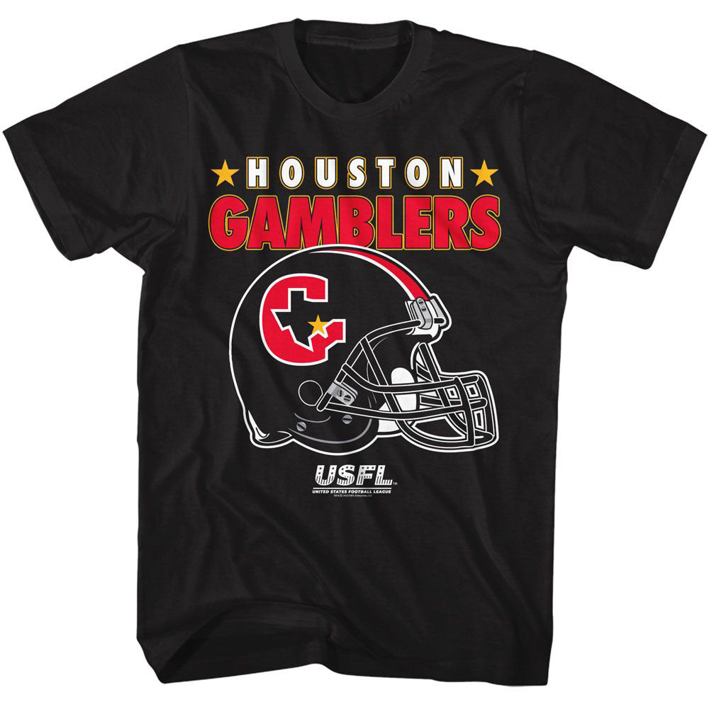 Usfl Gamblers Helmet And Stars T-shirt