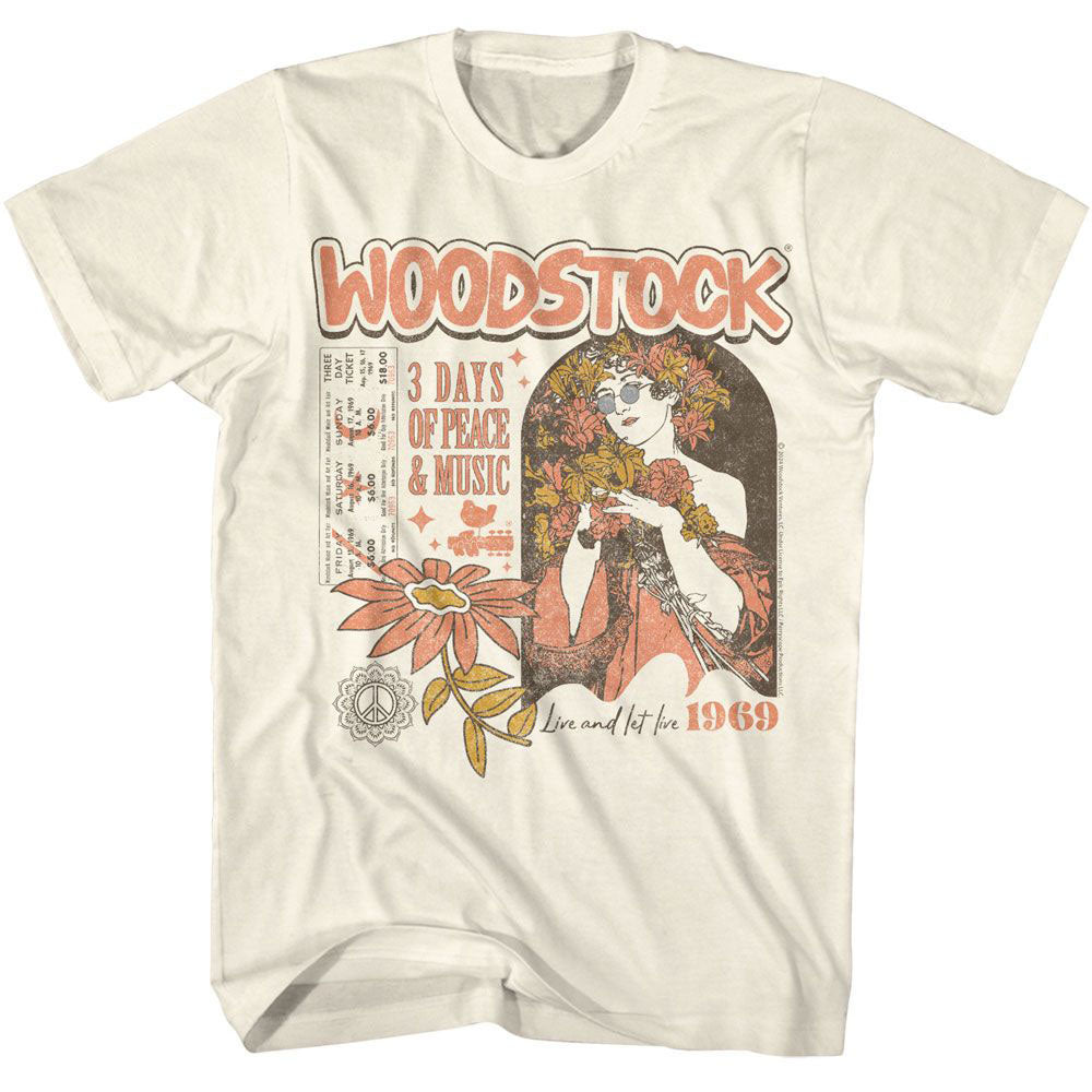 Woodstock Hippie Flower Girl T-shirt Front