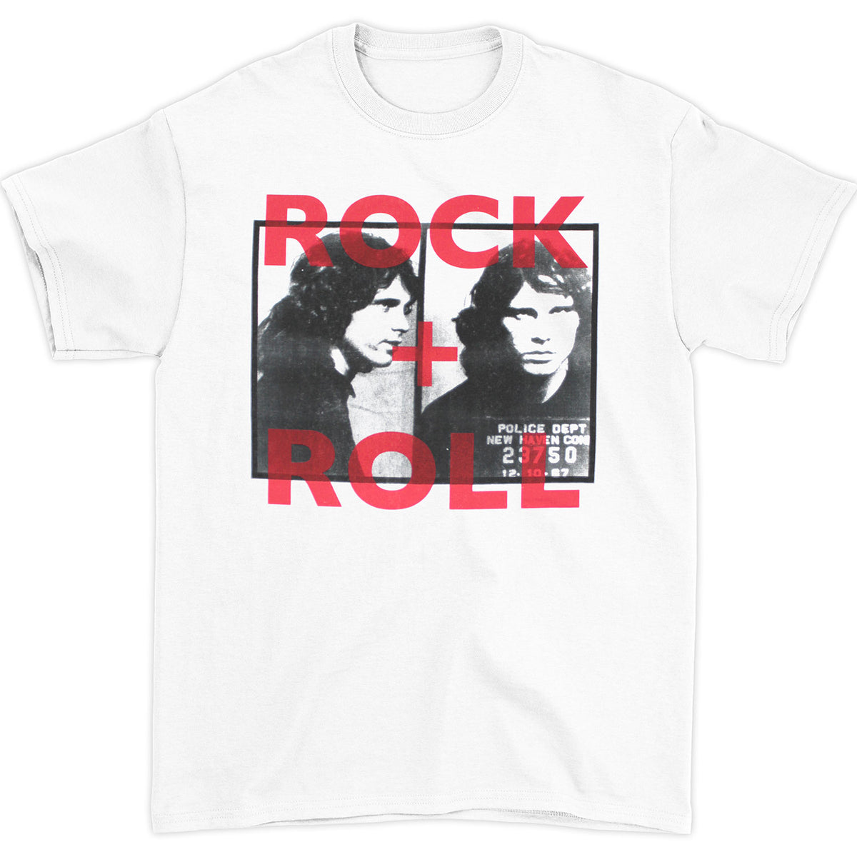Doors Rock + Roll Jim Morrison Mug Shot Slim Fit T-shirt Front