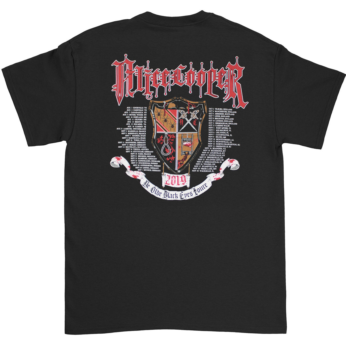 Alice Cooper Ye Olde Black Eyes Toure 2019 Slim Fit T-shirt Back