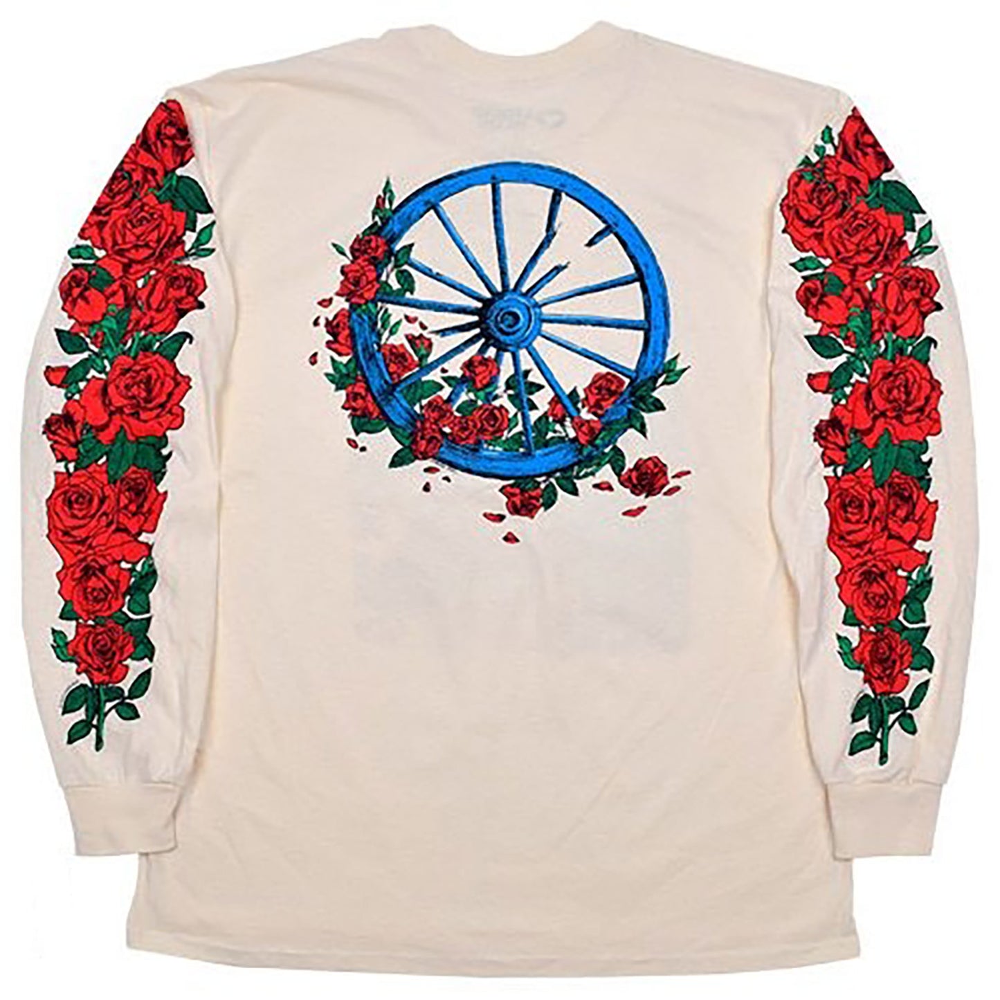 Grateful Dead Woodcut Wheel Roses Long Sleeve Back