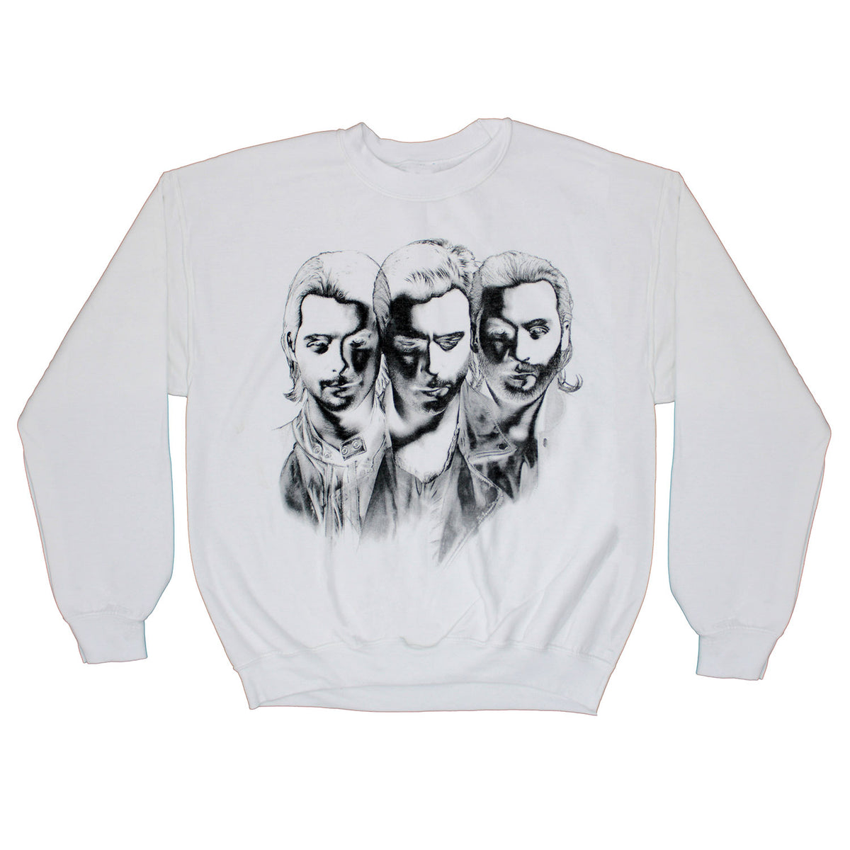 Swedish House Mafia Photo Negative On White Crewneck Sweatshirt Sweatshirt Front