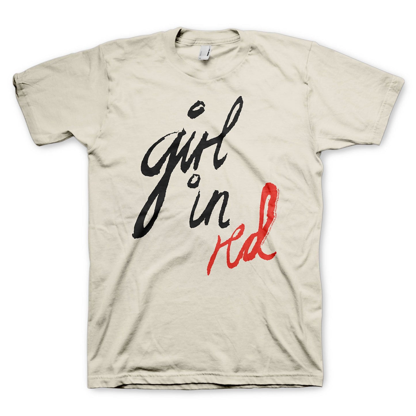 Girl In Red Cursive T-shirt Front