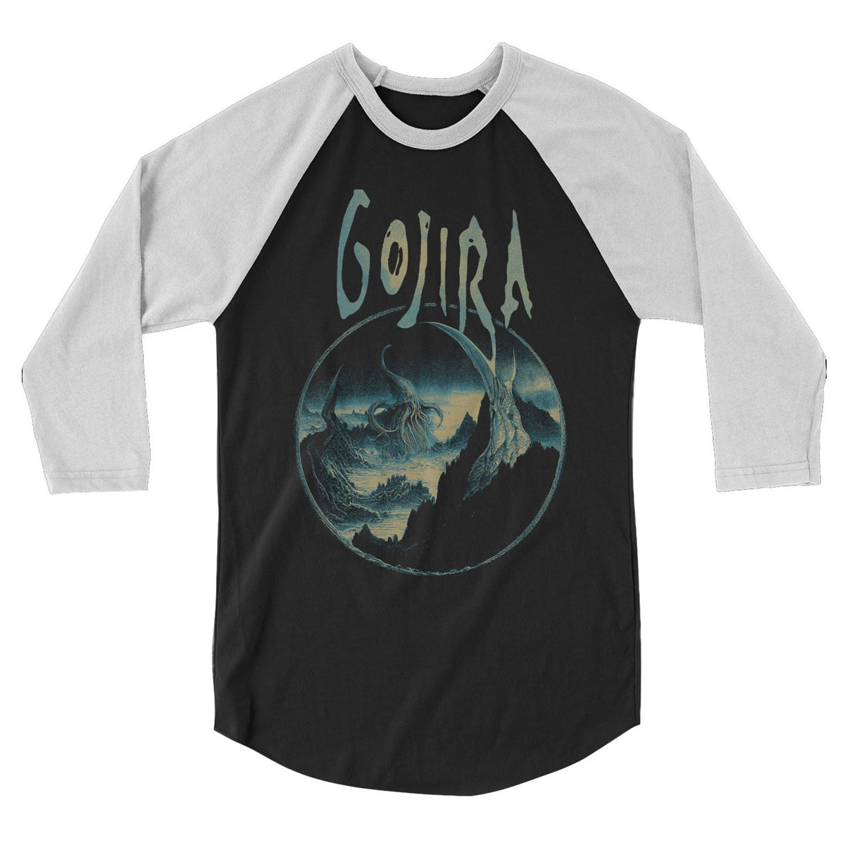 Gojira Sea Creatures Raglan Baseball Jersey Front