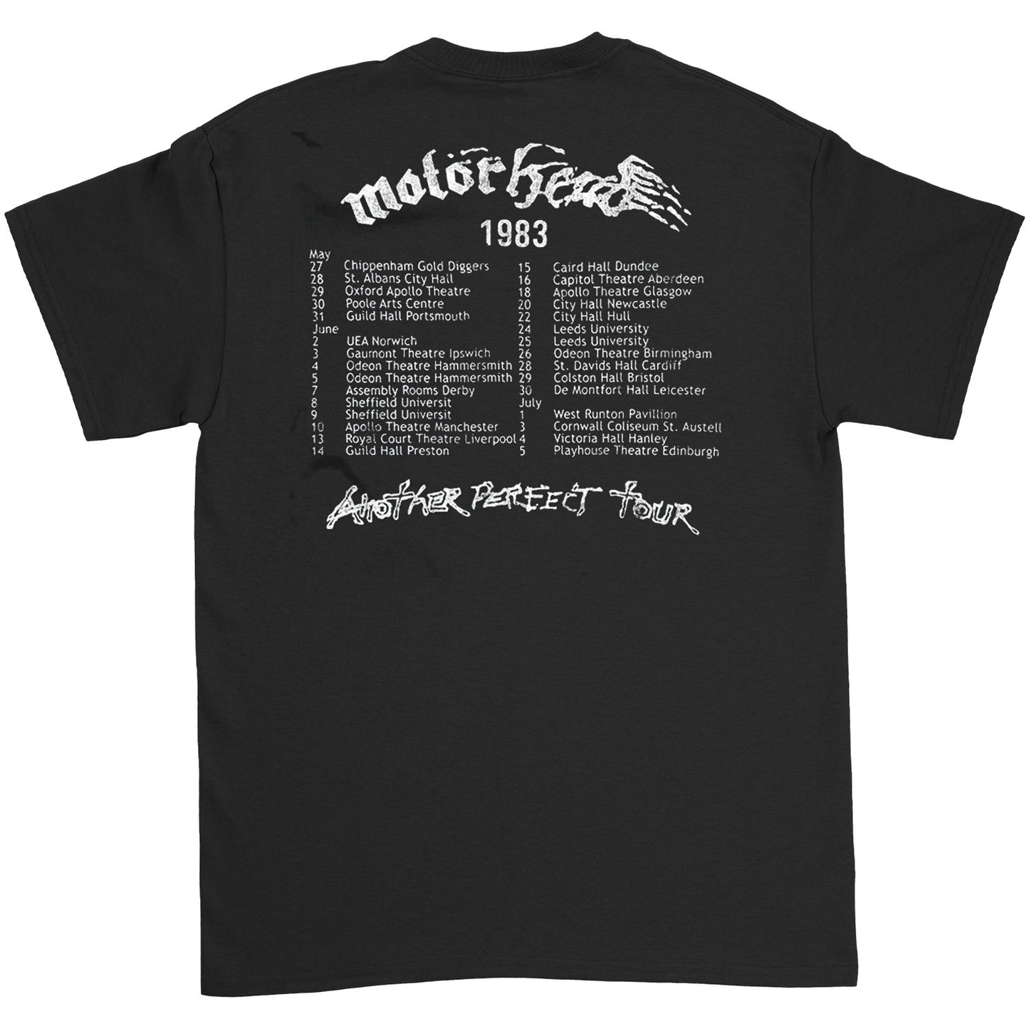 Motorhead Another Perfect Day Tour T-shirt Back