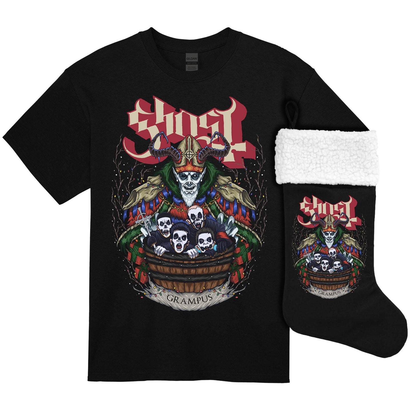 Ghost Grampus Nihil T-shirt & Xmas Stocking Bundle (Rockabilia Exclusive) T-shirt Front