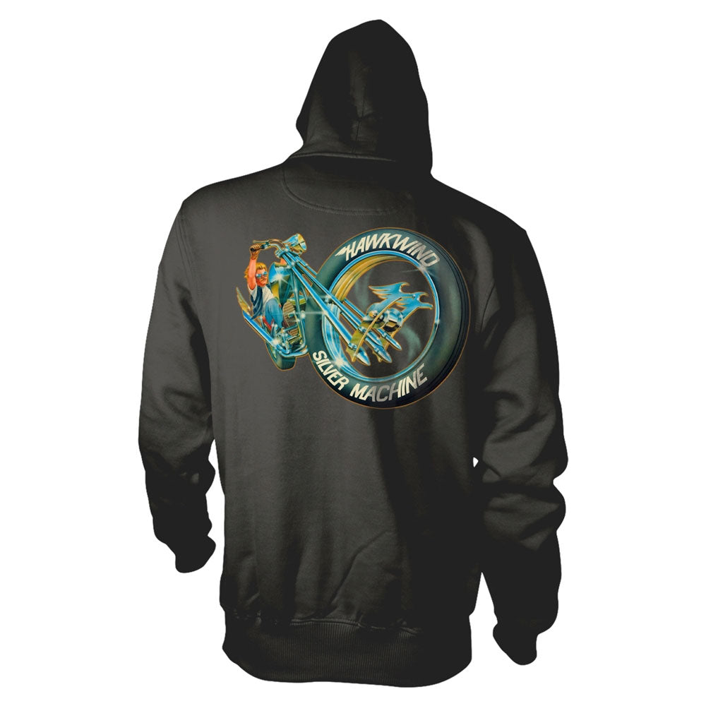 Hawkwind Silver Machine (charcoal) Hooded Sweatshirt Back