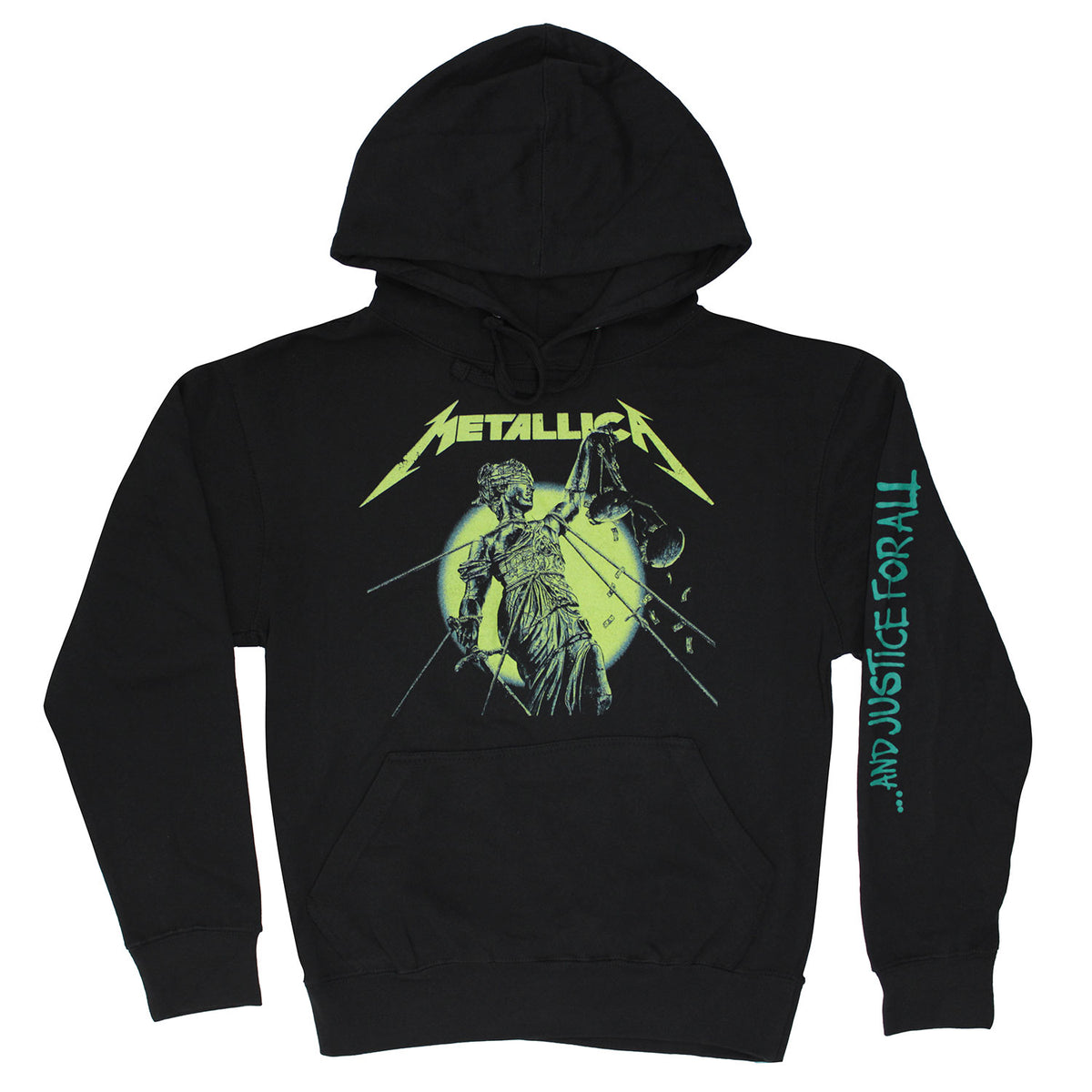 Metallica Justice For All w/ Sleeve Hit Hooded Sweatshirt Front