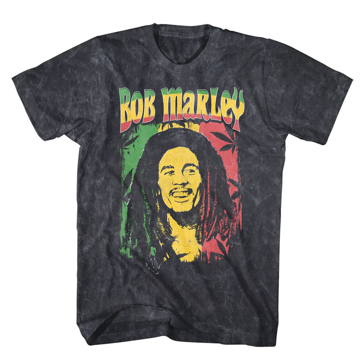 Bob Marley Ganja On Mineral Wash T-shirt Front