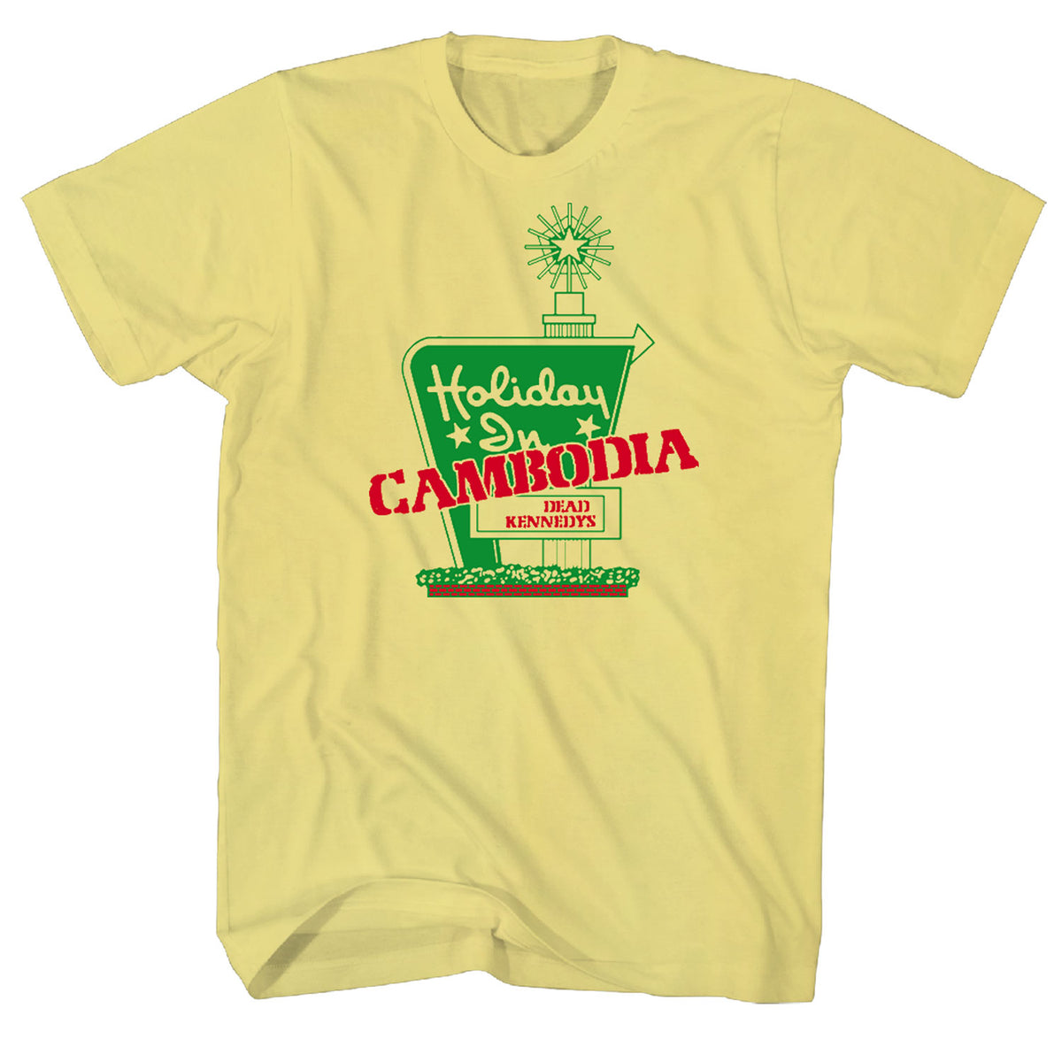 Dead Kennedys Holiday In Cambodia On Yellow T-shirt Front
