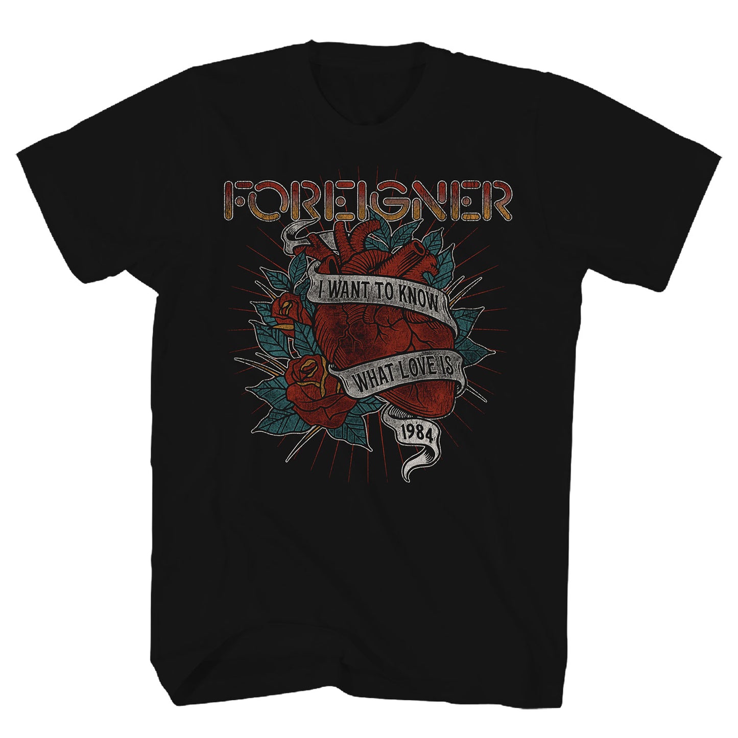 Foreigner 1984 I Want To Know What Love Is T-shirt Front