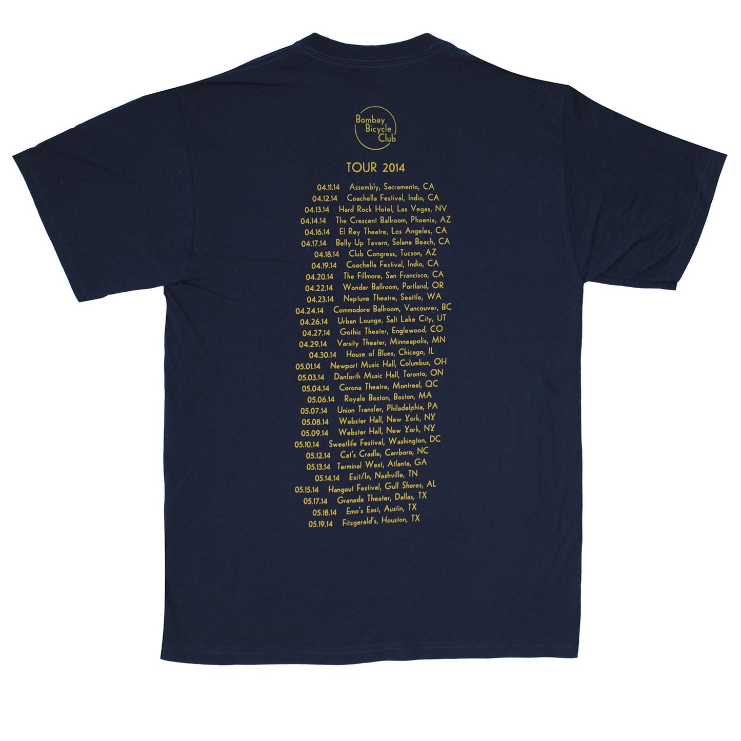 Bombay Bicycle Club 2014 Tour Slim Fit T-shirt Back