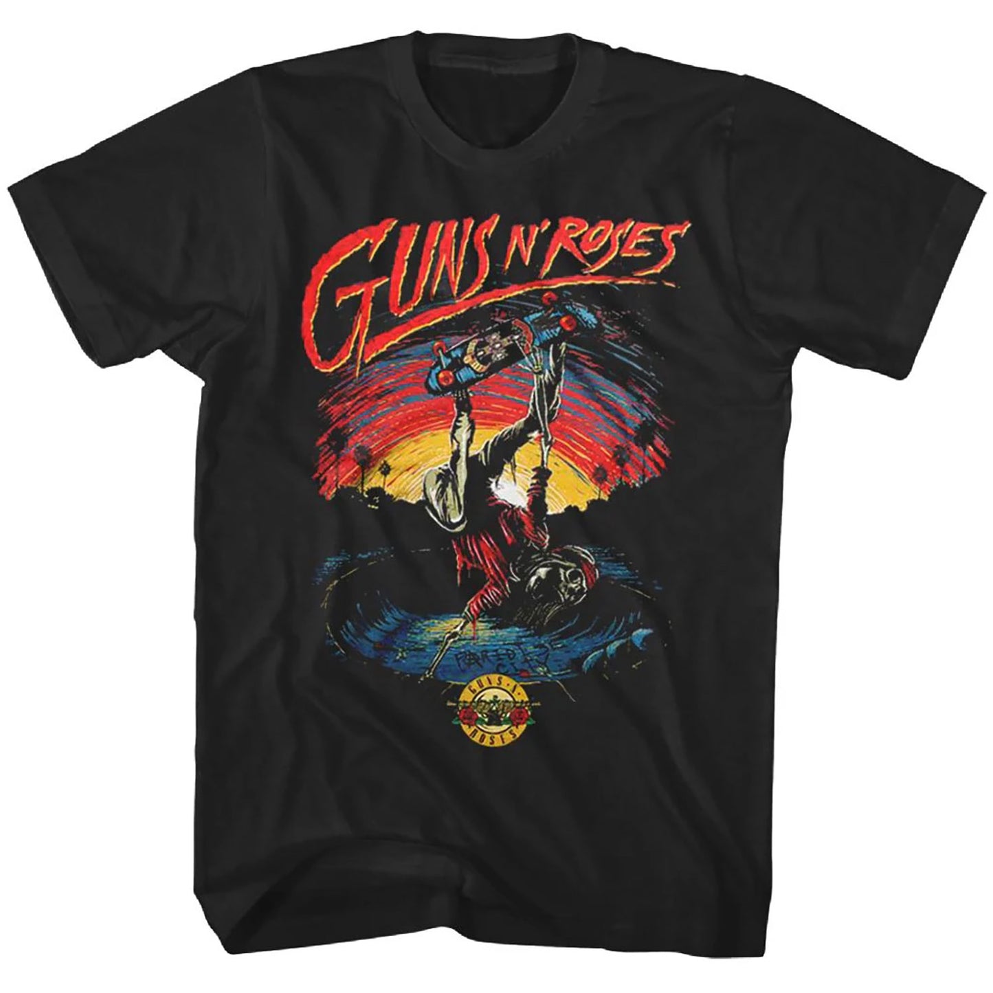 Guns N Roses Skate On Black T-shirt Front