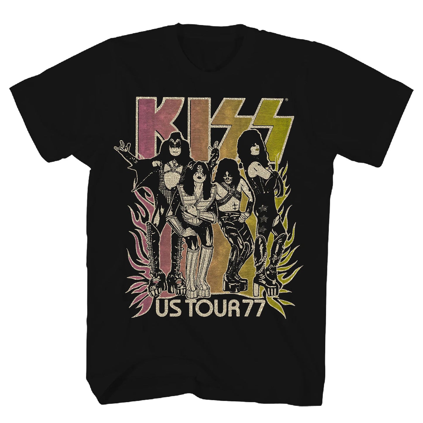 KISS US Tour 77 Gradient T-shirt Front