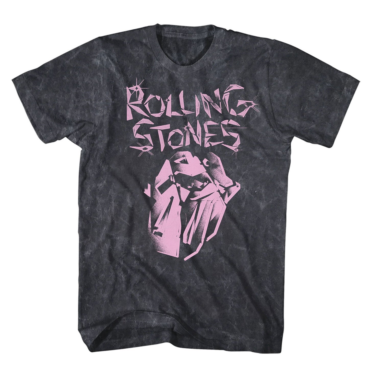 Rolling Stones Logo Black Mineral Wash T-shirt Front