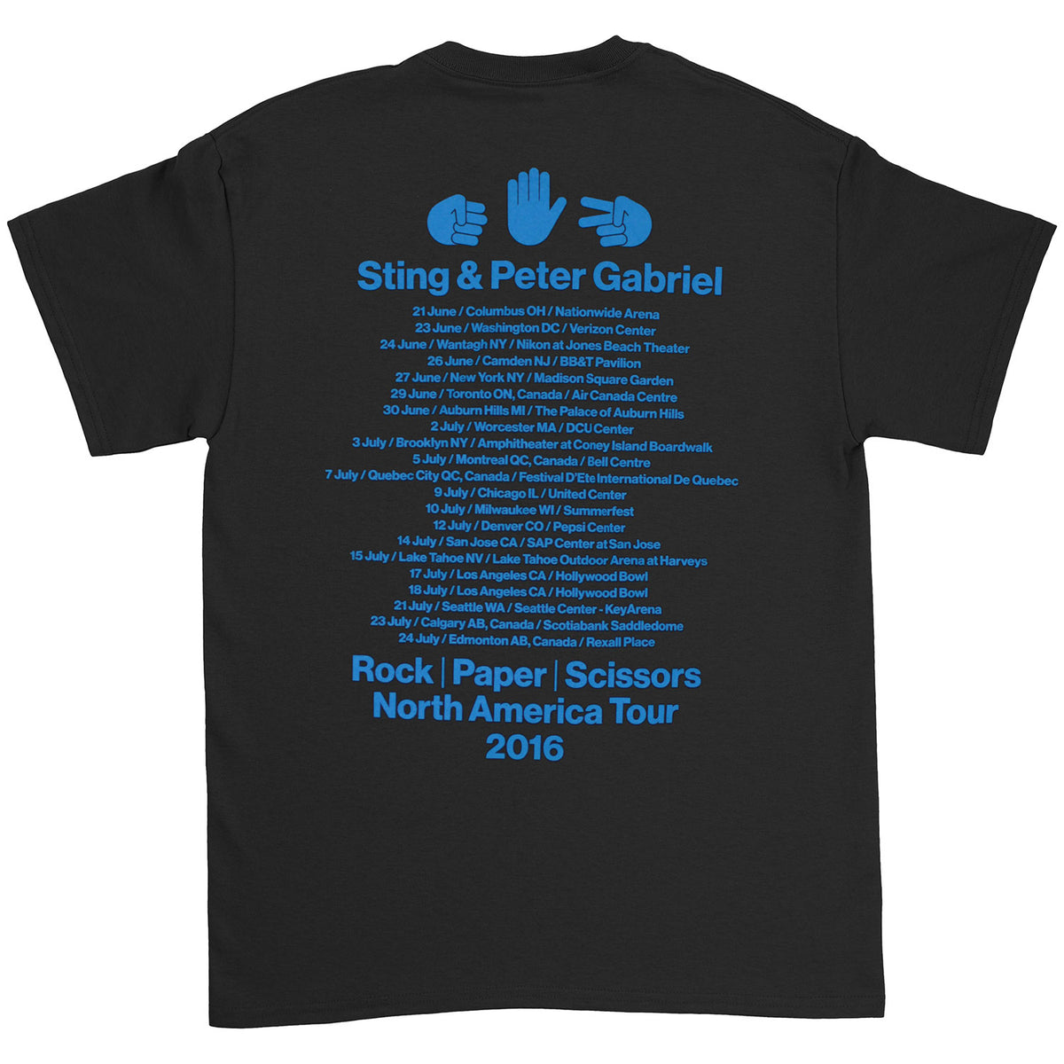 Sting & Peter Gabriel North America Tour 2016 T-shirt Back