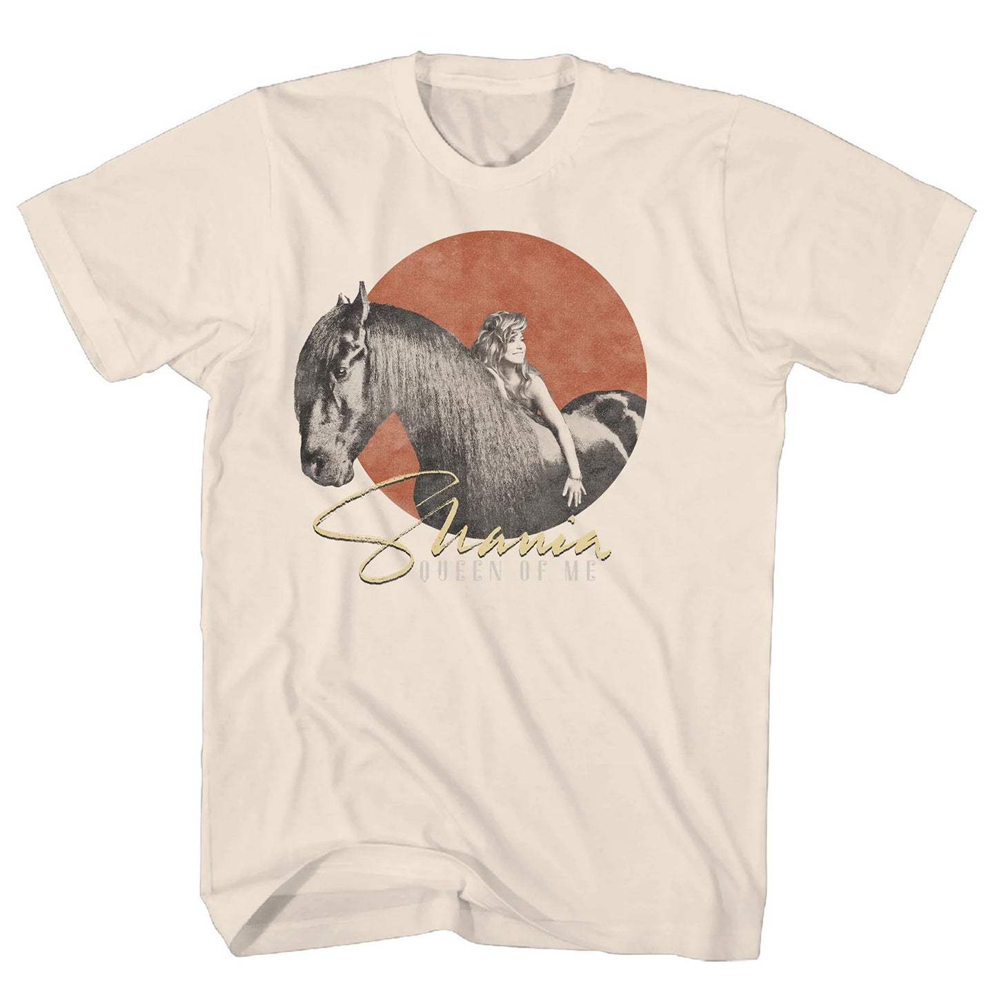 Shania Twain Queen Of Me Horse Distressed On Natural T-shirt Front