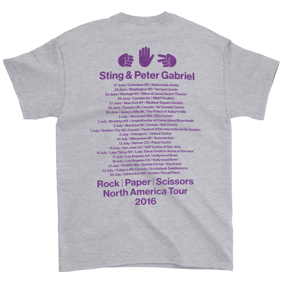 Peter Gabriel Sting & Peter Grabriel T-shirt Back