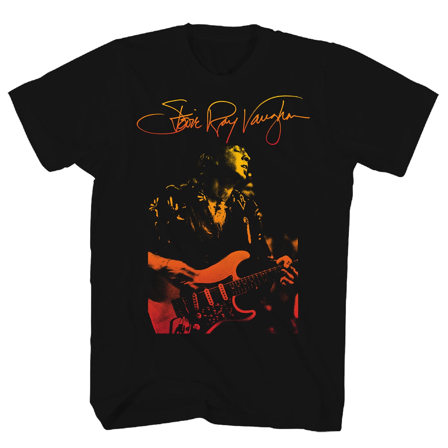 Stevie Ray Vaughan Gradient Photo/Signature T-shirt Front